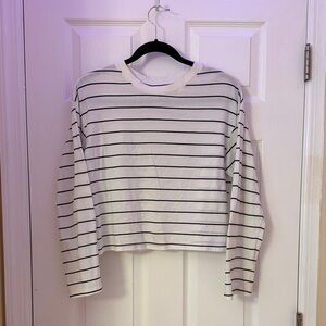 H&M White Tee with Black Stripes
